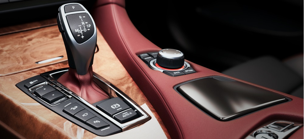 Detail of modern car interior gear stick automatic transmission